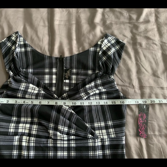 ROCK STEADY Dress, 50's Bodycon, on/off shoulder, Sz L - Picture 11 of 13